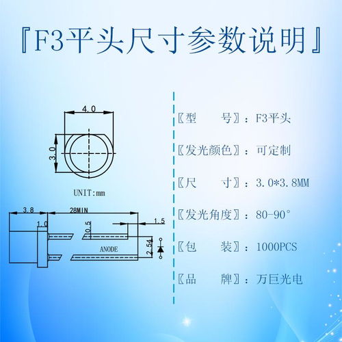 F3平頭紅光直插式LED燈珠 大角度指示與低光衰的可靠選擇